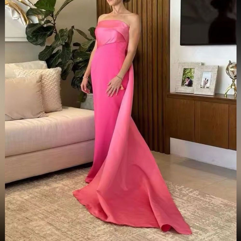 Elegant Pink Strapless Maxi Dress - Picture 2 of 5